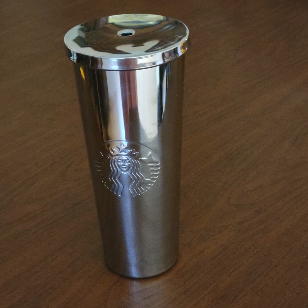 Starbucks Tumbler Cold Cup Mirror Stainless Steel Metal 24oz Rare New